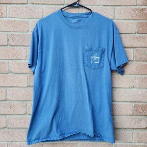 Guy Harvey Large Blue Pocket Graphic Tee Fish Back Print Coastal